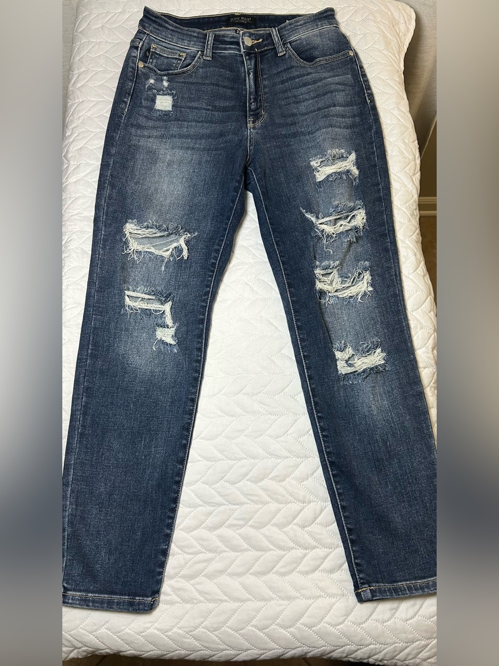 Judy Blue Boyfriend Fit Destroyed Distressed Jeans Size 3/26 Blue Denim